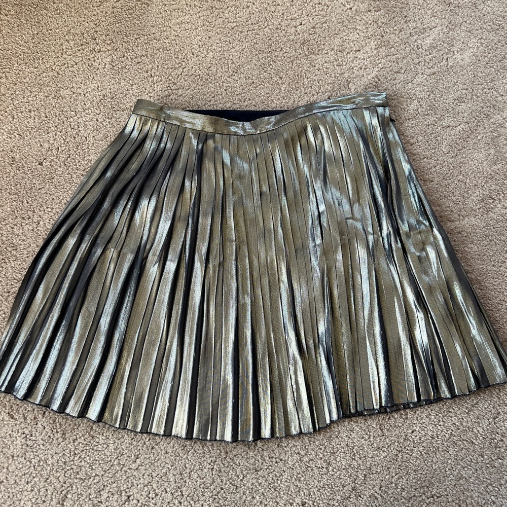 Tory Burch silk metallic pleated mini skirt